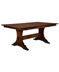 A trestle table is a table made of a long board that is supported on trestles. Benjamin Trestle Table Amish Direct Furniture