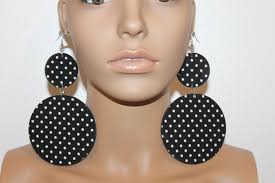 Fabric Flower Earrings Black