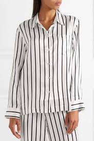 Black And White Striped Silk Pajamas Asceno Striped Silk Satin Pajama Shirt White Silk Striped Asceno Pajama Shirt Satin Pajamas Silk Satin