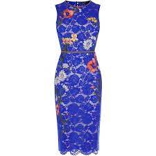 Karen Millen Lace Embroidered Pencil Dress 285 Liked On Polyvore Featuring Dresses Women Dresse Lace Blue Dress Floral Embroidery Dress Lace Pencil Dress