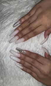 Soft White Long Acrylic Nails Coffin Shape With Gems Long Acrylic Nails Coffin White Acrylic Nails Acrylic Nails Coffin Shop with afterpay on eligible items.