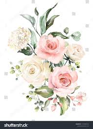Watercolor Flowers Floral Illustration Leaf And Buds Botanic Composition For Wedding Or Floral Illustrations Watercolor Flowers Floral Invitations Template