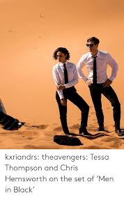 Tessa thompson & chris hemsworth's real life friendship is so pure, it hurts. Kxriandrs Theavengers Tessa Thompson And Chris Hemsworth On The Set Of Men In Black Chris Hemsworth Meme On Me Me