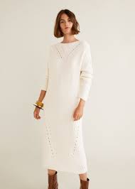 Mango Long Knitted Dress Knitted Dress Outfit Women Long Dresses