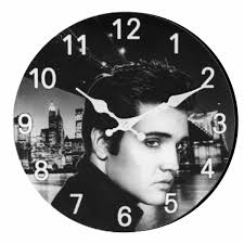 Retro Elvis Presley Music Legend Portrait Wall Clock (Glass & 30cm Diameter)