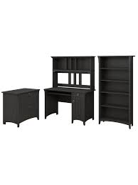 The site owner hides the web page description. Bush Furniture Salinas Mission Desk With Hutch Lateral File Cabinet And 5 Shelf Bookcase Vintage Black Standard Delivery Office Depot