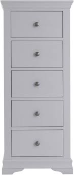 Browse our range of chests of drawers to find your perfect chest of drawers. Chantilly Moonlight Grey Painted 5 Drawer Tall Chest Cfs Furniture Uk