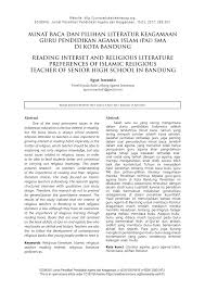 360 ( kalo gak salah). Pdf Minat Baca Dan Pilihan Literatur Keagamaan Guru Pendidikan Agama Islam Pai Sma Di Kota Bandung