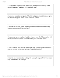 Learn first grade math for free—addition, subtraction, length, graphs, time, and shapes. Addition Worksheets First Grade Word Problems Worksheet Library