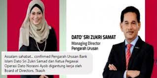 Pengarah urusan dan ketua pegawai eksekutif tabung haji (th), datuk seri zukri samat menjelaskan tiada pendeposit yang mengeluarkan wang ekoran isu melanda th ketika ini. Coo Bank Islam Letak Jawatan