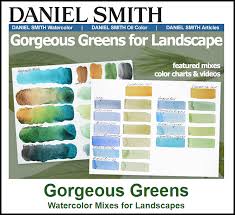 mixing watercolor landscape greens with daniel smith