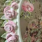 Shabby Chic Rose Wall Mirror: Hand-painted Vintage Syroco ...