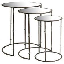 Set Of 3 Iron Nesting Tables With Mirrored Tops Product Small Medium And Large Nesting Tableconstr Nesting Tables Mirrored Accent Table Accent Table Sets