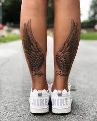 1001 Ideen Fur Einen Schonen Und Sinnvollen Engelsflugel Tattoo Girl Leg Tattoos Angel Wings Tattoo Leg Tattoos