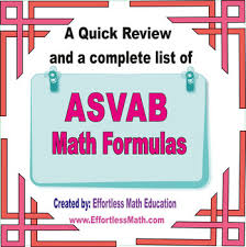 A Quick Review And A Complete List Of Asvab Mathematics Formulas