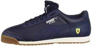Woven puma logo label at tongue, with puma roma callout at lateral side and puma cat logo at heel. Puma Leather Ferrari Roma Sneaker In Blue For Men Lyst