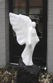 Engel Aus Weissem Marmor Angle White Marble 45x28x15 Cm Statuen Steinkunst Kunst Skulpturen