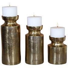 This item comes shipped in 1 carton. Uttermost Amina Antique Brass Pillar Candle Holders Set Of 3 64y94 Lamps Plus
