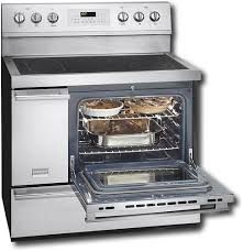 The oven doors lock automatically during cleaning, which is a handy safety feature. Best Buy Frigidaire 40 Self Cleaning Freestanding Double Oven Electric Convection Range Stainless Steel Fpef4085kf