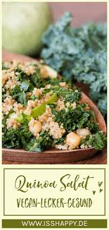 Veganer Quinoa Salat Mit Grunkohl Und Sesamdressing Rezept Gesunde Vegane Rezepte Rezepte Sesamdressing