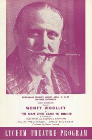 Monty Woolley "MAN WHO CAME TO DINNER" Kaufman & Hart 1950 Minneapolis  Program