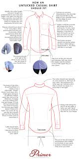 How An Untucked Shirt Should Fit Guide To Button Ups T Shirts Polos Mens Shirt Dress Fashion Infographic Men Style Tips