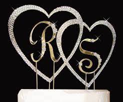 Crystal Hearts And Initials Cake Topper Heart Wedding Cake Toppers Heart Wedding Cake Topper Heart Wedding Cakes Cake Topper Initials