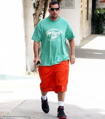 Adam sandler cbs david letterman funny. Adam Sandler Wears Baggy Long Shorts But The Odd Attire Does Nothing To Flatter His Burly Frame Daily Mail Online
