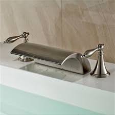 Shop Palermo Deck Mount Brushed Nickel Double Handled Bathtub Faucet Fontana Shower Faucet Bathtub Faucet Brushed Nickel Bathtub Faucet