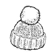 Bright Winter Knitted Hat With Pompon Sketch Style Vector Illustrations Isolated On White Background Hand Drawn Wool Hat Illustration Cap Drawing Hat Drawing