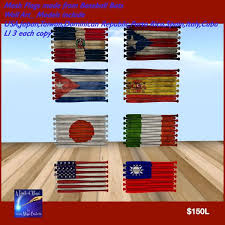 From famous works like washington crossing the delaware to depictions of any period, you can spot the american flag. Second Life Marketplace International Baseball Flags Bat Wall Art Crate