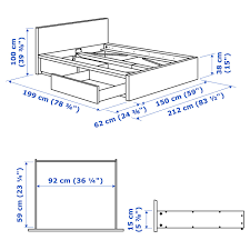 However if the it has no frame and is using a divan base then the table above will give you the exact width measurements since the bed frame won't protrude further than the mattress edge. Malm White Luroy Bed Frame High W 2 Storage Boxes Standard Double Ikea