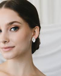 Bridal Stud Earrings Crystal Wedding Earrings Crystal Cluster Stud Earrings  Crystal Bridal Earrings Silver Crystal Studs 4439