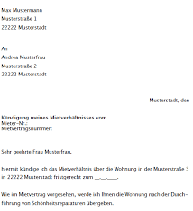 Kündigungsschreiben muster um die wohnung zu kündigen. Kundigungsschreiben Mietvertag Muster Zum Download