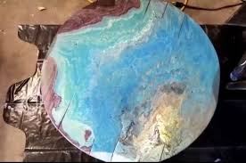 Diy Table Painting Makeover Idea In 2020 Pour Painting Acrylic Pouring Painted Table