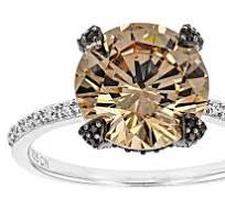 White, Brown, And Mocha Cubic Zirconia Rhodium Over Sterling Silver Ring  7.72ctw