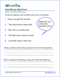 Worksheets, lesson plans, activities, etc. Adjective Worksheets For Elementary School Printable Free K5 Learning