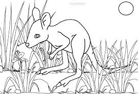 Cartoon kangaroo and baby kangaroo with pointy ears coloring page. Printable Kangaroo Coloring Pages For Kids