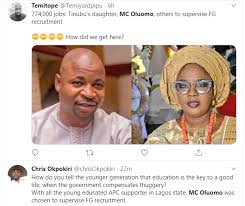 On landing at the airport, he was. Latest News 774 000 Jobs Nigerians Go Crazy On Social Media As Tinubu S Daughter Mc Oluomo Being Part Of The Committee To Supervise Fg S Recruitment