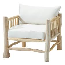 Fauteuil En Teck Et Coton Ivoire Maisons Du Monde Sessel Teak Holz Armlehnen