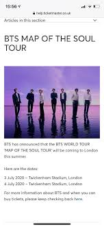 Bts Tour London On Twitter Ticketmaster Uk Now Has A Help Page For Bts Hopefully Information About Ticket Sales Will Be Announced Soon Https T Co Yoqj1wovtm Bts Twt Btsxtwickenham Mapofthesoultour Btsinlondon Bts Https T Co M4p3qdttks