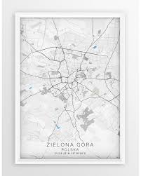 Nie funkcjonuje, w większości rozebrana zabytki cd. Plakat Mapa Zielona Gora Seria Gray Blue