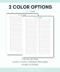 To Do List Printable Page Instant Pdf Download 3 Editable Pdfs Letter Size 2 Colors To Do Lists Printable To Do List Lettering