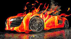 Hd Wallpaper Red Ford Mustang 3d Car Fire Wallpaper Hd For Desktop 1920 1080 Wallpaper Flare
