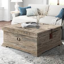 A great antique find, like a vintage trunk, can be transformed into a beautiful family room coffee table that adds some farmhouse charm to your home. Kelly Clarkson Home Parthenon Solid Wood Cocktail Table With Storage Reviews Wayfair