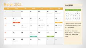 March 2022 Powerpoint Calendar Slidemodel