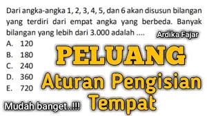 Badrun memiliki 6 buah baju, 5 buah celana, dan 3 buah topi. Peluang Matematika Aturan Pengisian Tempat Mudah Filling Slots Youtube