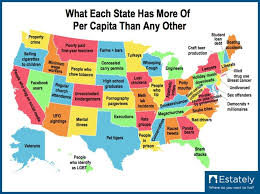 Map Shows Each American State S Claims To Fame Funny Maps Map First Year Teachers