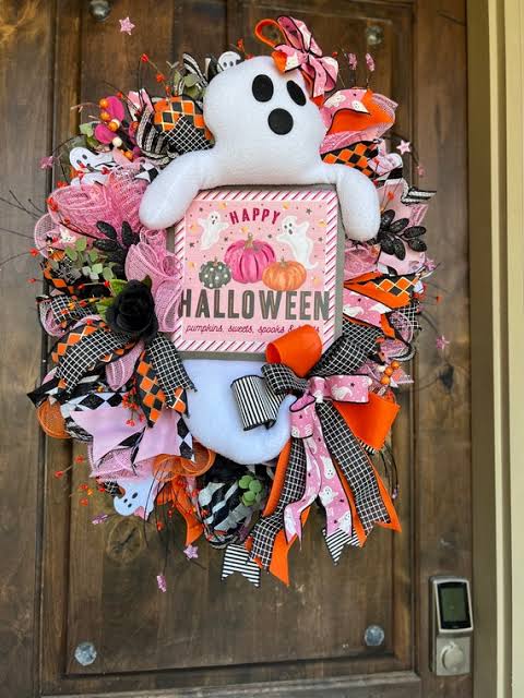 Pink Halloween Ghost Wreath: Whimsical Party Decor - Etsy Australia
