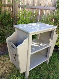 Mid Century Magazine Rack Side Table In Grey Vintage Repurposed Upcycled Www Facebook Com Taketwodecor Magazine Table Painted Furniture Furniture Restoration